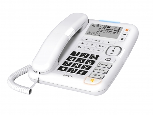 Tel&eacute;fono fijo Alcatel TMAX 70 - Pantalla LCD 3 l&iacute;neas, Teclas grandes, 2 ajustes de volumen