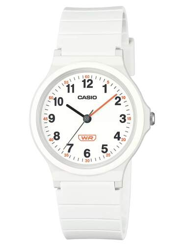 Reloj Casio Collection Mujer LQ-24B-7BEF - Esfera analógica resistente al agua, correa blanca