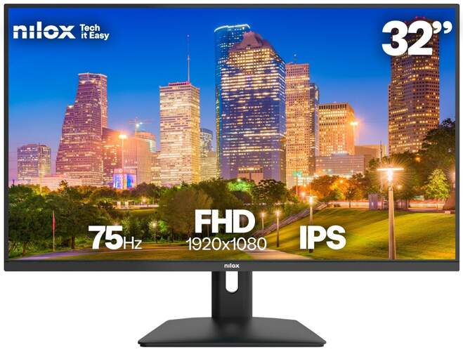Monitor Nilox 32" NXM32FHD1201 - Pantalla IPS Full HD, 75 Hz, tiempo respuesta 4 ms, HDMI+VGA