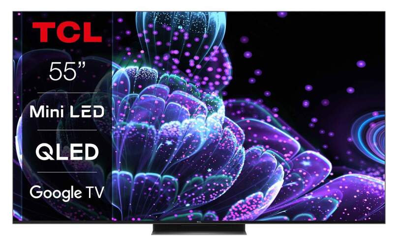 TV 55" MiniLED TCL 55C835 - 4K 144Hz, Quantum Dot, GoogleTV, IMAX, HDR10+, Dolby Vision/Atmos 40W