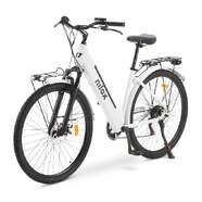 Bicicleta Eléctrica Nilox J7 - Blanco, 13Ah para 80 km autonomía, 250 W, ruedas 28", Frenos Shimano