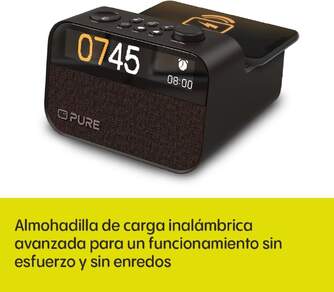 RELOJ DESPERTADOR PURE MOMENT CHARGE BLACK BT LUZ