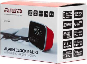 RADIO RELOJ AIWA CRU19RD FM ALARMA DUAL DOBLE USB