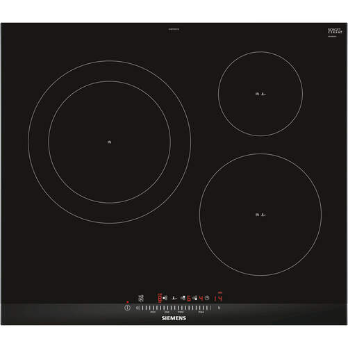 Placa de Inducción Siemens EH675FJC1E - 3 Zonas, 17 Potencias, FryingSensor, TouchtSlider, QuickStar