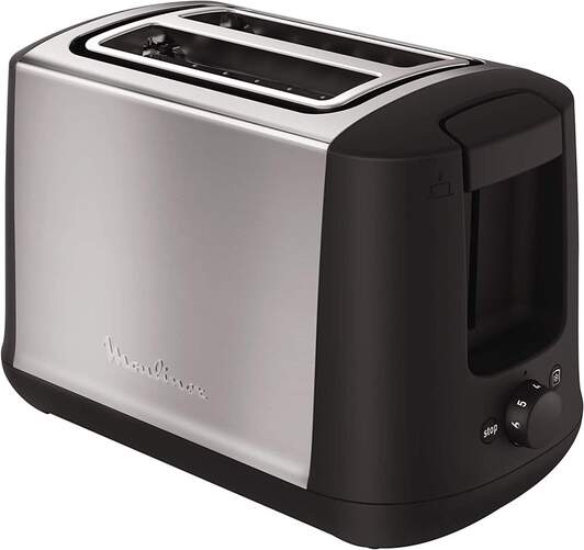 Tostador Moulinex LT340811 Subito Select - 850W, 2 Ranuras Cortas, 7 Intensidades, Acero Inoxidable