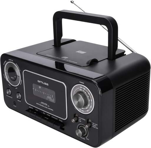 Radio Cassette CD Muse M-182 RDC - Negro. reproductor y grabador, FM/MW, antena telescópica