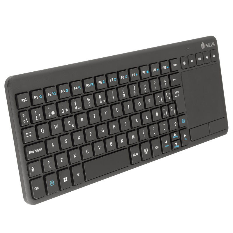 Teclado Ngs Warrior español keyboard tv touchpad negro 10m 2.4ghz con y multimedia para smarttv ordenador videoconsola qwerty de 2.4 rf wireless alcance hasta 10 17