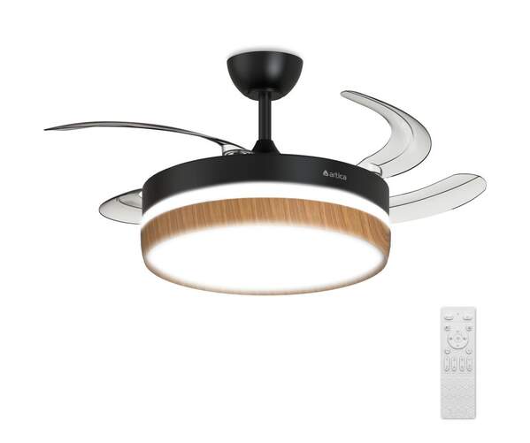Ventilador techo Artica AVTECHR72NM - Retr&aacute;ctil, 72W, LED, Mando, Temporizador, Negro Madera