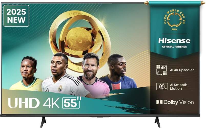 TV Hisense 55" 55A6Q - 4K Ultra HD, VIDAA U8.5, Dolby Vision, DTS:X 20 W, HDR10+