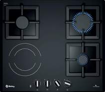 Placa Mixta Gas Vitro Balay 3ETG667HB - 4 Fuegos, 60cm, GasStop, 9 Niveles, Hierro fundido, Negra