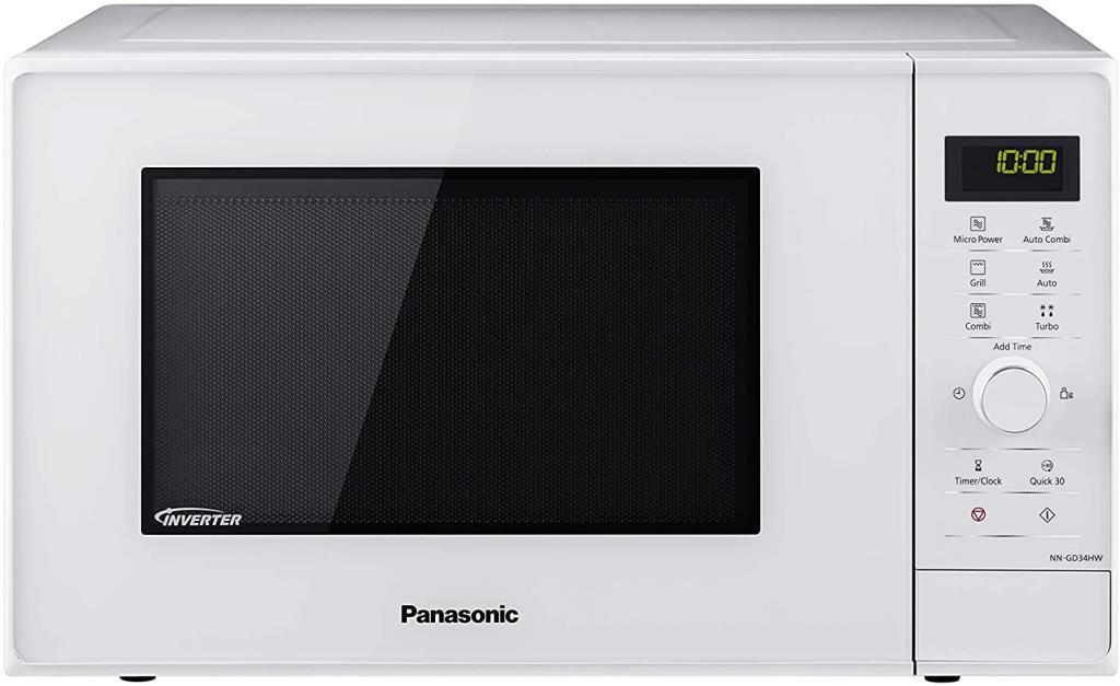 Panasonic Nngd34hwsug 1000w microondas grill 1000 23 6 niveles cuarzo 1100 plato giratorio 285 mm control 13 modos turbo defrost tecnología inverter 23l nngd34hw