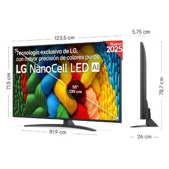 TV LG 55%%%quot; 55NANO81A6A UHD NANOCELL ALFA7 WEBOS25