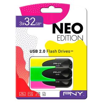 MEMORIA USB PNY EDITION PACKS 32GB X3 UNIDADES