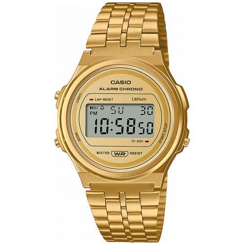 Reloj Casio Vintage Round A171WEG-9AEF - Digital, calendario, alarma, resistente al agua, dorado