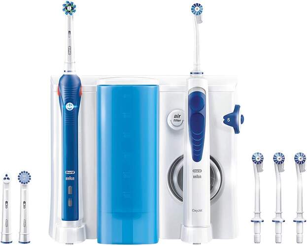 Cepillo Dental Oral-B PRO 2000 + Irrigador Oxyjet - 7 Cabezales, Efecto 3D, Sensor Presión