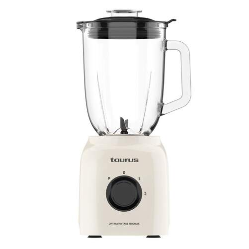 Batidora Vaso Taurus Optima Vintage - 1500 W, 1,5 L, 2 Velocidades, Vidrio, Inox, Crema