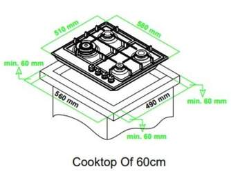 ENCIM. ARTICA AXG6040 4F 60CM GAS INOX