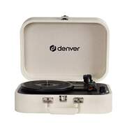 Tocadiscos Denver VPL-130 Blanco - Con malet&iacute;n y altavoces, detenci&oacute;n autom&aacute;tica