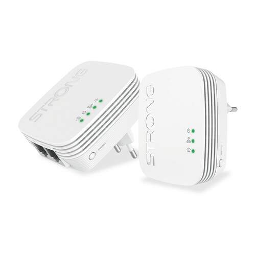 Adaptador PLC Strong Powerline WiFi 600 Duo Mini - 600 Mbits/s, Hasta 300 metros, dos unidades