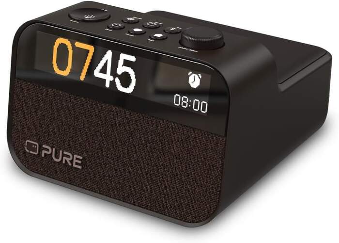 Reloj Despertador Pure Moment Change Negro - Cargador inalámbrico, Bluetooth 5.3, Radio FM