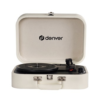 Tocadiscos Denver VPL-130 Blanco - Con maletín y altavoces, detención automática