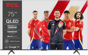 TV TCL 75" QLED 75P8K - 4K Ultra HD, Google TV, Sistema Sonido ONKYO, Procesador AiPQ, HDR10+