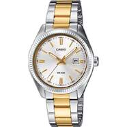 Reloj Casio Collection Hombre MTP-1302PSG-7AVEF - Esfera blanca anal&oacute;gica, correa plateada y dorada