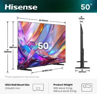 TV HISENSE 50%%%quot; 50E79S UHD QLED SMART TV HDR10 