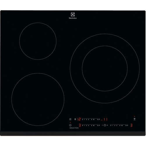 Placa de Inducci&oacute;n Electrolux EIT60342 - 3 Zonas, 3700 W, Turbo, T&aacute;ctil, Negro