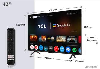 TV TCL 43%%%quot; 43P7K UHD QLED GOOGLETV DOLBY ATMOS