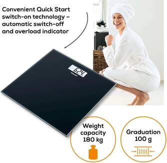 BASCULA BEURER GS10 DIGITAL VIDRIO NEGRA 180K