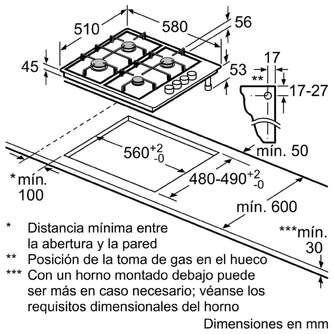 ENCIM. BALAY 3ETX464MB 4F GAS INOX