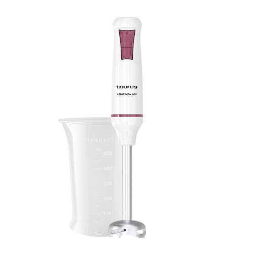 Batidora Taurus Robot 1000W - Blanca y roja, 2 velocidades, cuchillas acero inoxidable