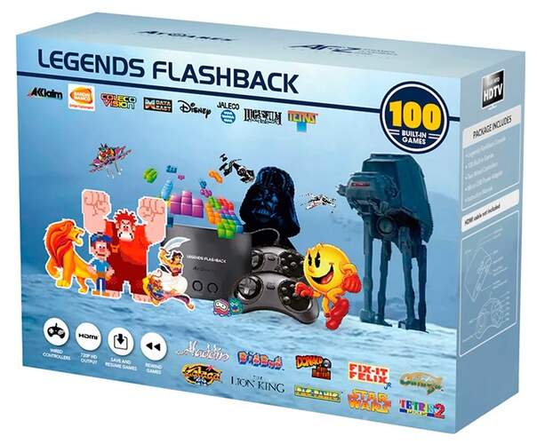 Consola Retro Legends Flashback 100 - 100 Juegos, 2 Mandos, HDMI 720p, Plug&play