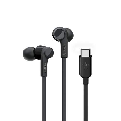 Auriculares Belkin Soundform USB-C Negro - Cable 1,1m, botones control volumen, micr&oacute;fono integrado