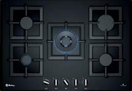 Placa Gas Balay 3ETG676HB - 5 Fuegos, 75cm, Gas Butano, GasStop Seguridad, Cristal Negro