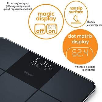 BASCULA BEURER GS235 DIGITAL VIDRIO NEGRA 180K