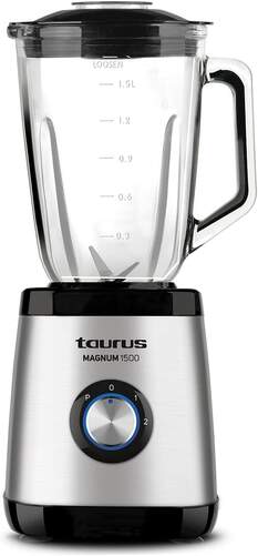 Batidora Vaso Taurus Magnum - 1500 W, 1,5 L, 2 velocidades + Turbo, Negro, Inox