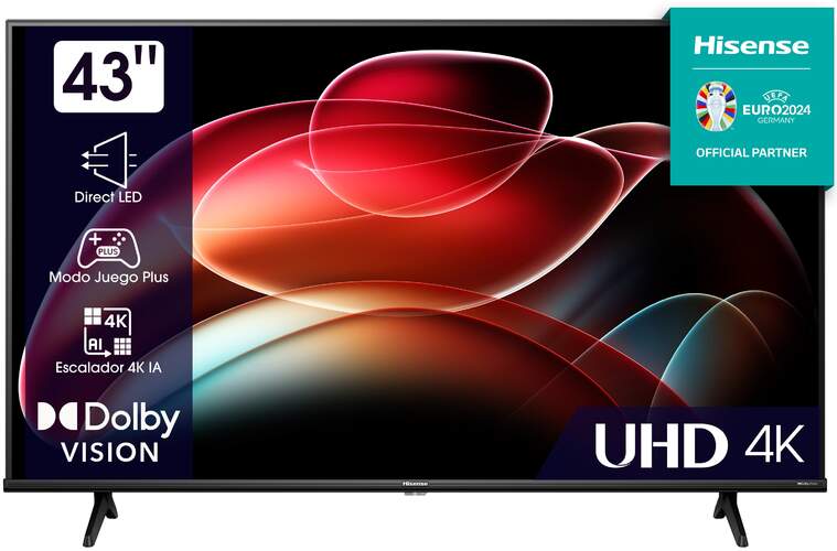 TV 43" Hisense 43A6K - 4K, Smart TV VIDAA, HDR10+, Dolby Vision, DTS:X, Modo Juego/Deportes