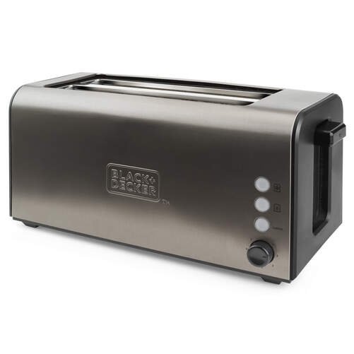 Tostadora Black&Decker BXTO1500E - 1500W, 2 Ranuras Largas, 7 Intensidades, Acero Inox