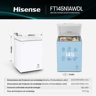 CONG.HOR HISENSE FT145N1AWDL 86x60 141L BCO