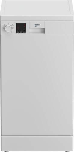 Lavavajillas 45cm Beko DVS05024W - E, 10 Servicios, 5 Programas, Media carga, WaterSafe, Blanco