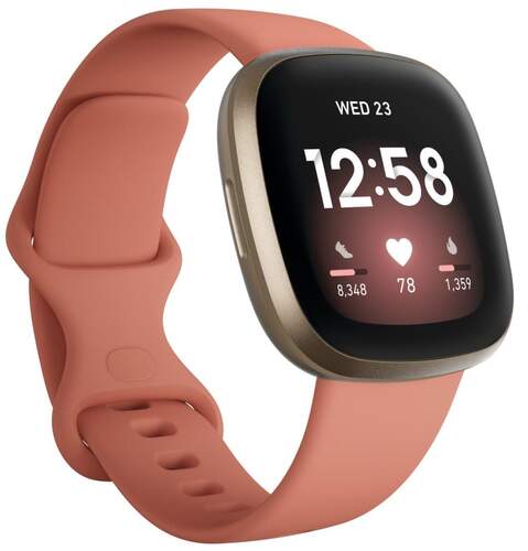 SmartWatch Fitbit Versa 3 Rosa - 20 Modos Deporte, Frec. Cardíaca, Asist. Voz, GPS, Notificaciones