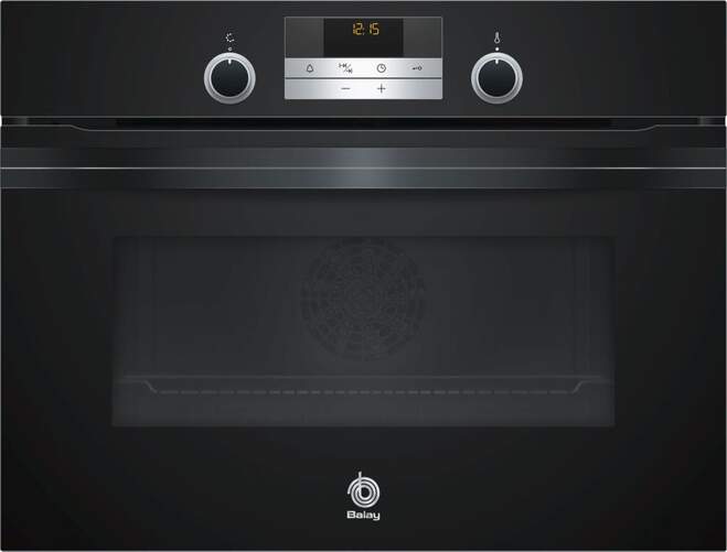 Horno compacto Balay 3CB5351N0 - A, Aqualisis, 7 Funciones, Ra&iacute;les Comfort, Cristal Negro