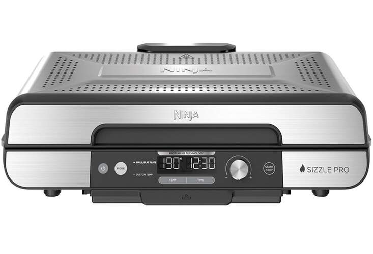 Asadora Ninja GX101EU Sizzle Pro XL - 1800W, Placas desmontables, Antiadherente, Negro y Plateado