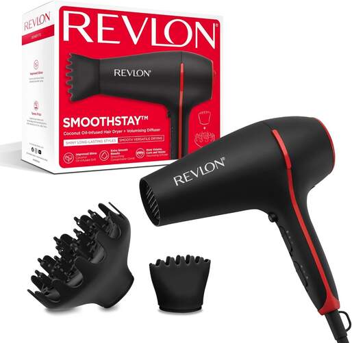 Secador Revlon RVDR5317 Smooth - 2000W, Difusor y concentrador, 2 velocidades, 3 niveles calor