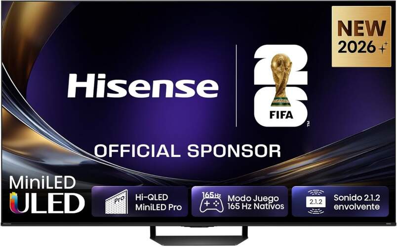 TV Hisense 55" MiniLED 55U7S PRO - 4K Ultra HD, 165 Hz, Smart TV HomeOS, Dolby MS12 50W, HDR10