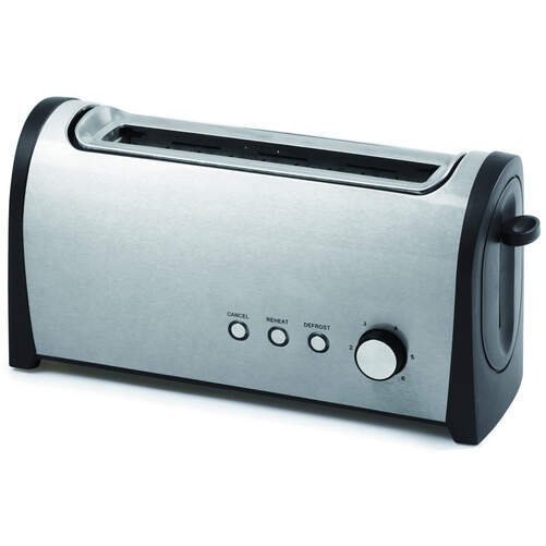 Tostadora Comelec TP1721 - 1000W, 1 Ranura Larga, 6 Intensidades, Descongelación, Acero Inox