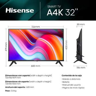 TV HISENSE 32%%%quot; 32A4K HD STV WIFI