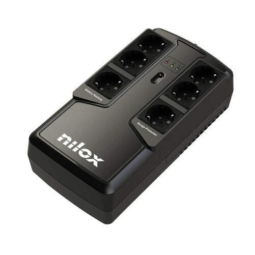 SAI Nilox Office Premium Line Interactive - 850 VA, 6 tomas schuko, batería 12V, 5000 mAh